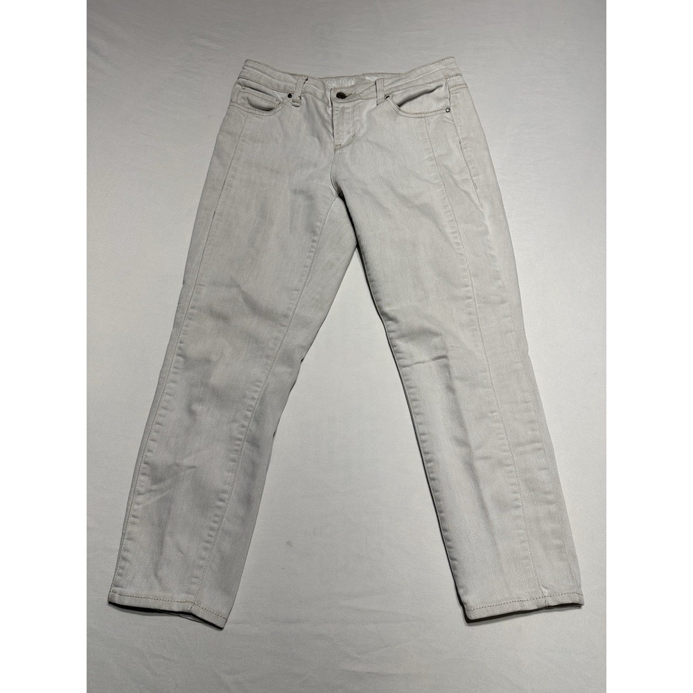 DKNY Jeans Women's Size 8 Light Beige Straight Leg Denim Pants Casual Stretch